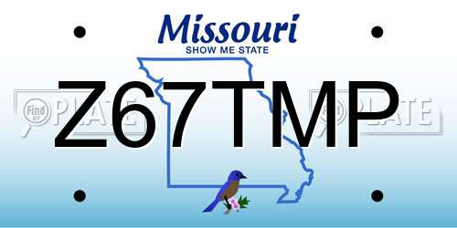 Z67TMP Missouri License Plate