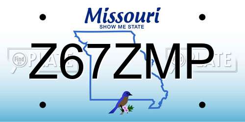 Z67ZMP Missouri License Plate