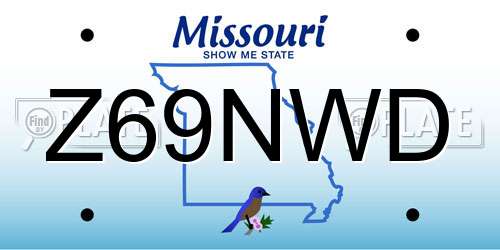 Z69NWD Missouri License Plate