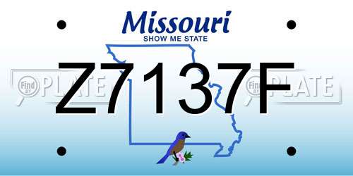 Z7137F Missouri License Plate