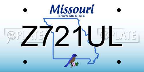 Z721UL Missouri License Plate