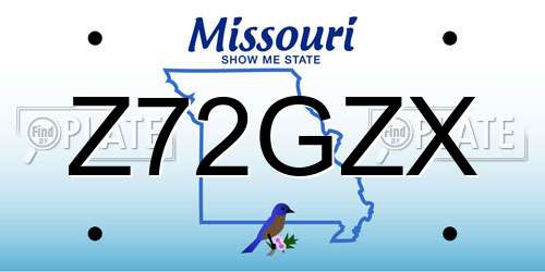 Z72GZX Missouri License Plate