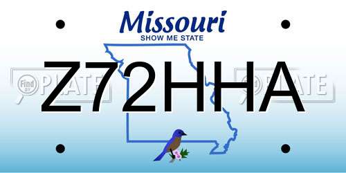 Z72HHA Missouri License Plate
