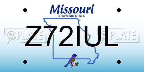 Z72IUL Missouri License Plate