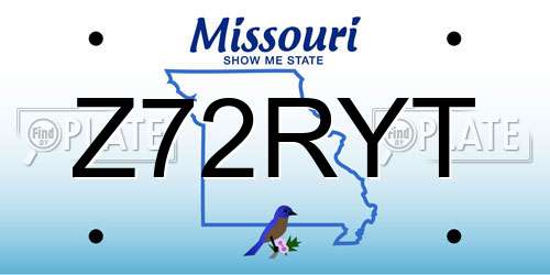 Z72RYT Missouri License Plate