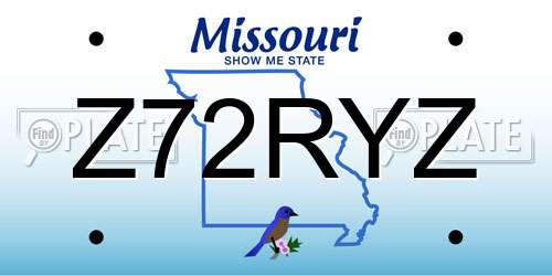 Z72RYZ Missouri License Plate