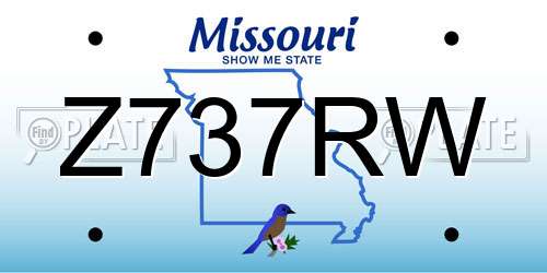 Z737RW Missouri License Plate