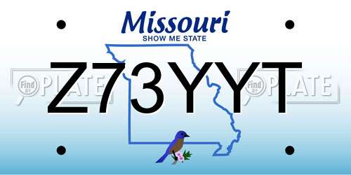 Z73YYT Missouri License Plate