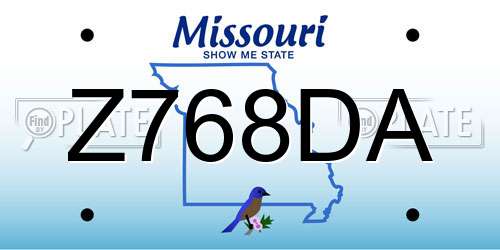 Z768DA Missouri License Plate