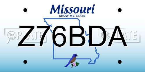 Z76BDA Missouri License Plate