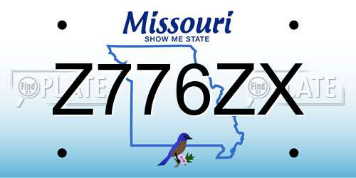 Z776ZX Missouri License Plate