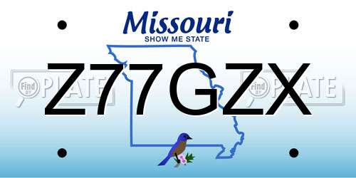 Z77GZX Missouri License Plate