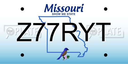 Z77RYT Missouri License Plate