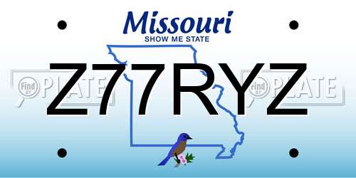 Z77RYZ Missouri License Plate
