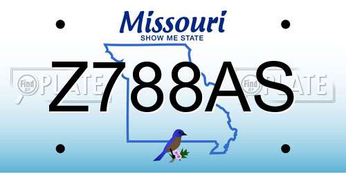 Z788AS Missouri License Plate
