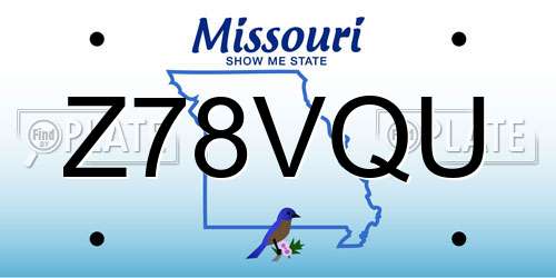 Z78VQU Missouri License Plate