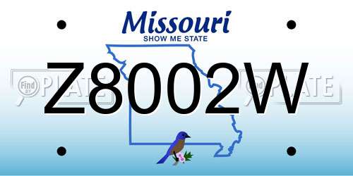 Z8002W Missouri License Plate