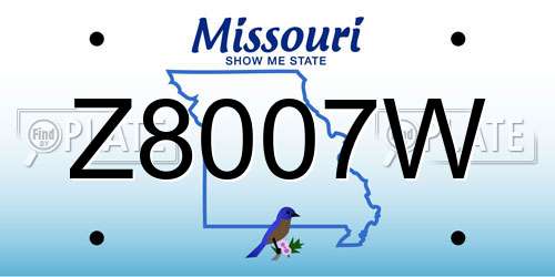 Z8007W Missouri License Plate