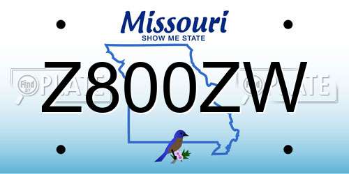 Z800ZW Missouri License Plate