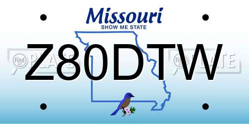 Z80DTW Missouri License Plate