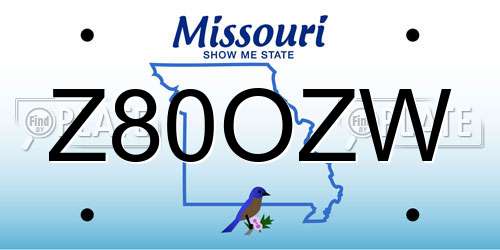 Z80OZW Missouri License Plate