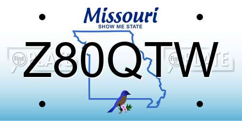 Z80QTW Missouri License Plate