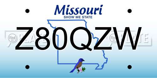 Z80QZW Missouri License Plate