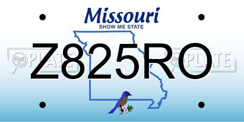 Z825RO Missouri License Plate