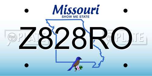 Z828RO Missouri License Plate