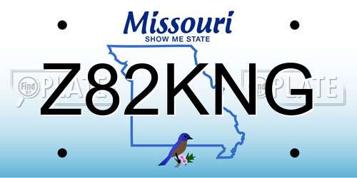 Z82KNG Missouri License Plate