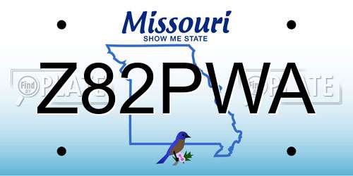 Z82PWA Missouri License Plate