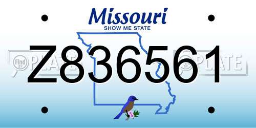 Z836561 Missouri License Plate