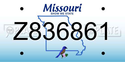 Z836861 Missouri License Plate