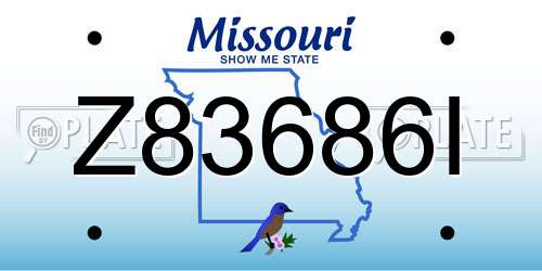 Z83686I Missouri License Plate