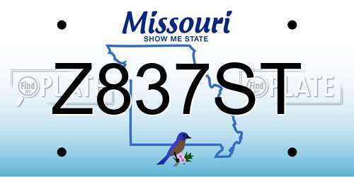Z837ST Missouri License Plate