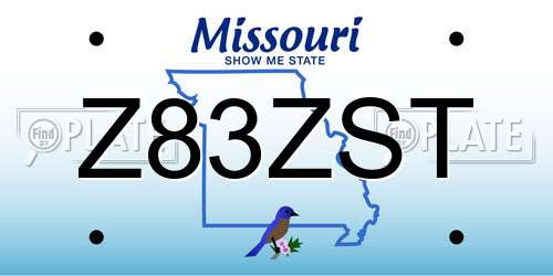 Z83ZST Missouri License Plate