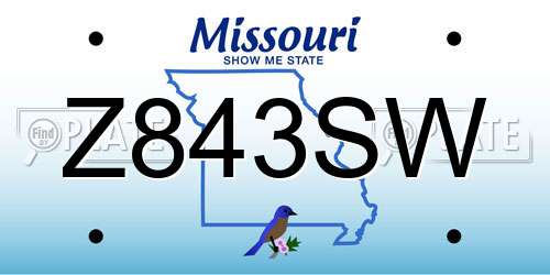 Z843SW Missouri License Plate