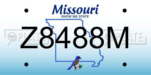 Z8488M Missouri License Plate
