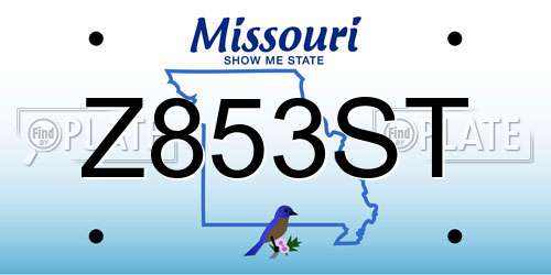Z853ST Missouri License Plate