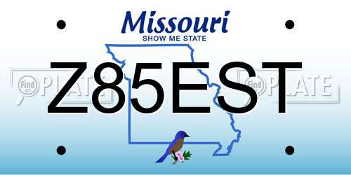 Z85EST Missouri License Plate