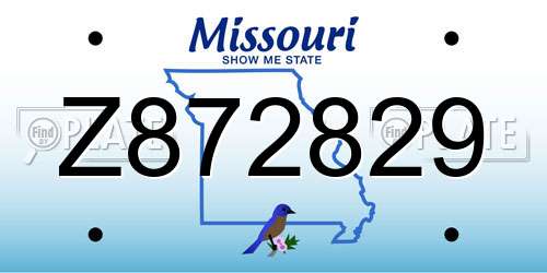 Z872829 Missouri License Plate
