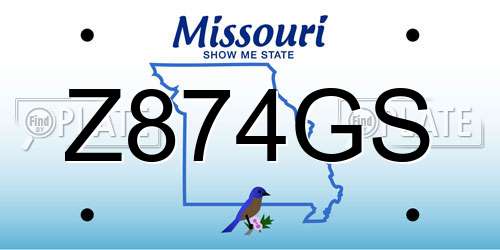 Z874GS Missouri License Plate