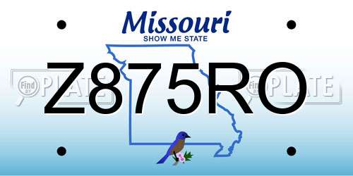 Z875RO Missouri License Plate