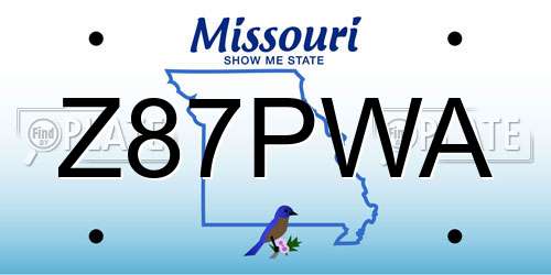 Z87PWA Missouri License Plate