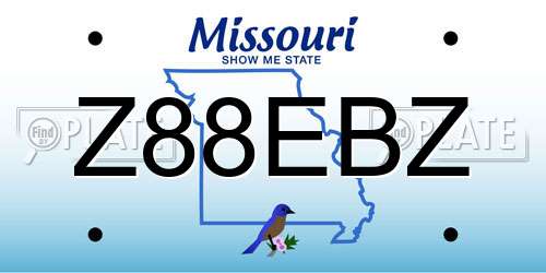 Z88EBZ Missouri License Plate
