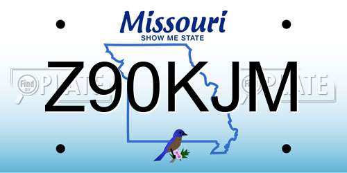 Z90KJM Missouri License Plate