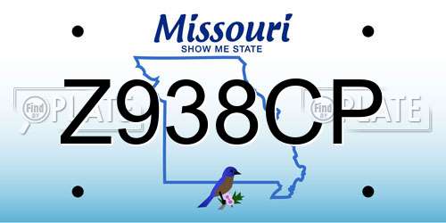 Z938CP Missouri License Plate