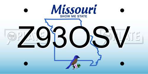 Z93OSV Missouri License Plate