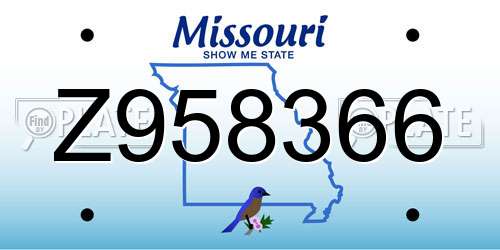 Z958366 Missouri License Plate