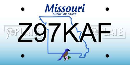 Z97KAF Missouri License Plate